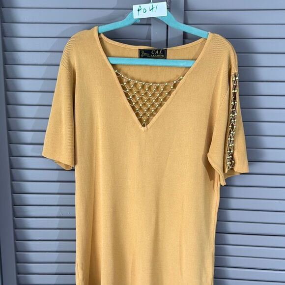CAL Fashion Gold Embellished Top - Picture 1 of 5